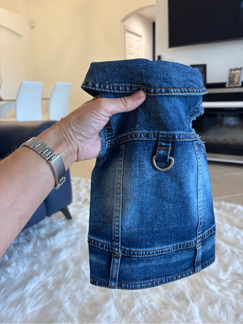 Stylish Blue Denim Dog Jacket - Picture 7 of 7